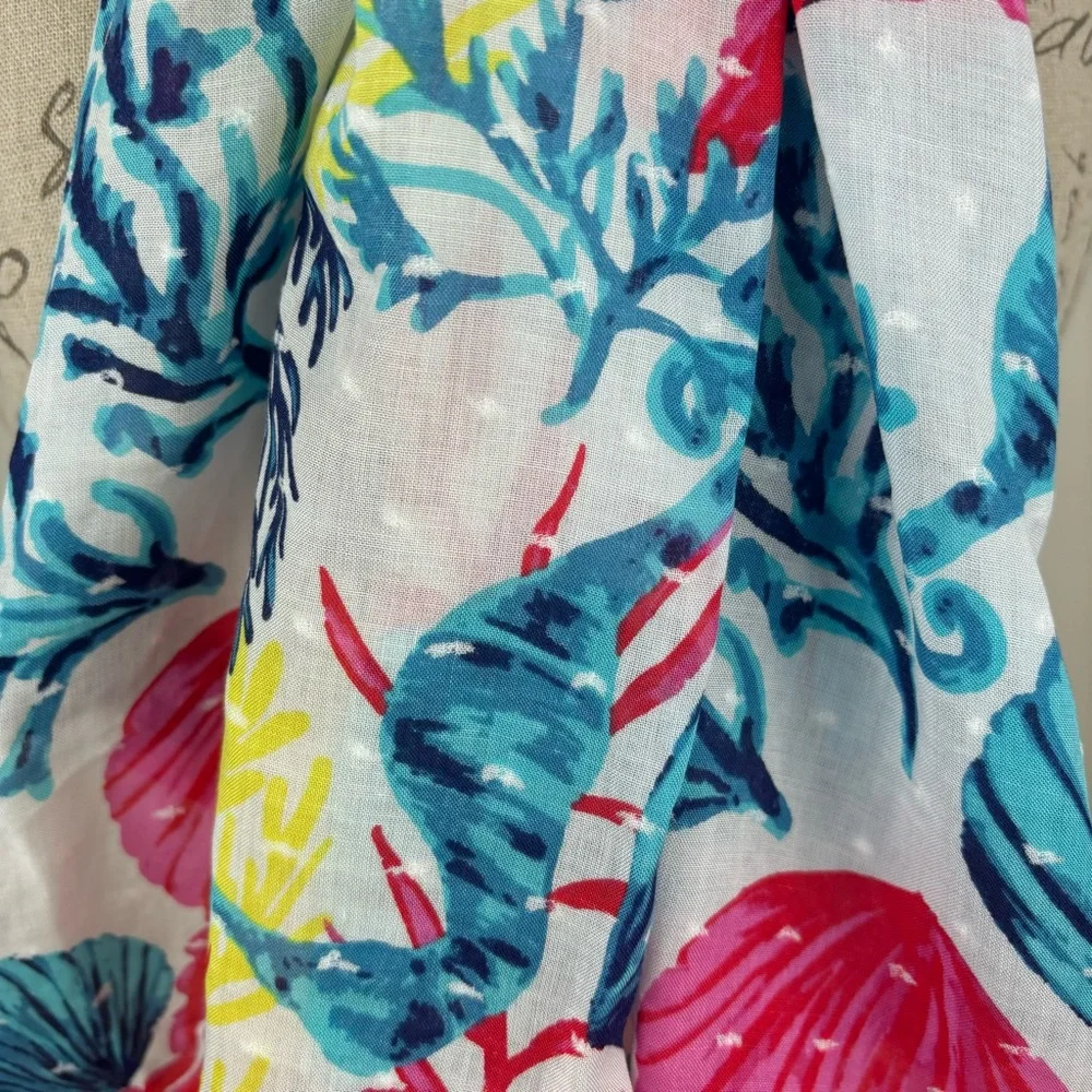 Jason Wu-QVC tropical beach scarf-colorful print-EUC